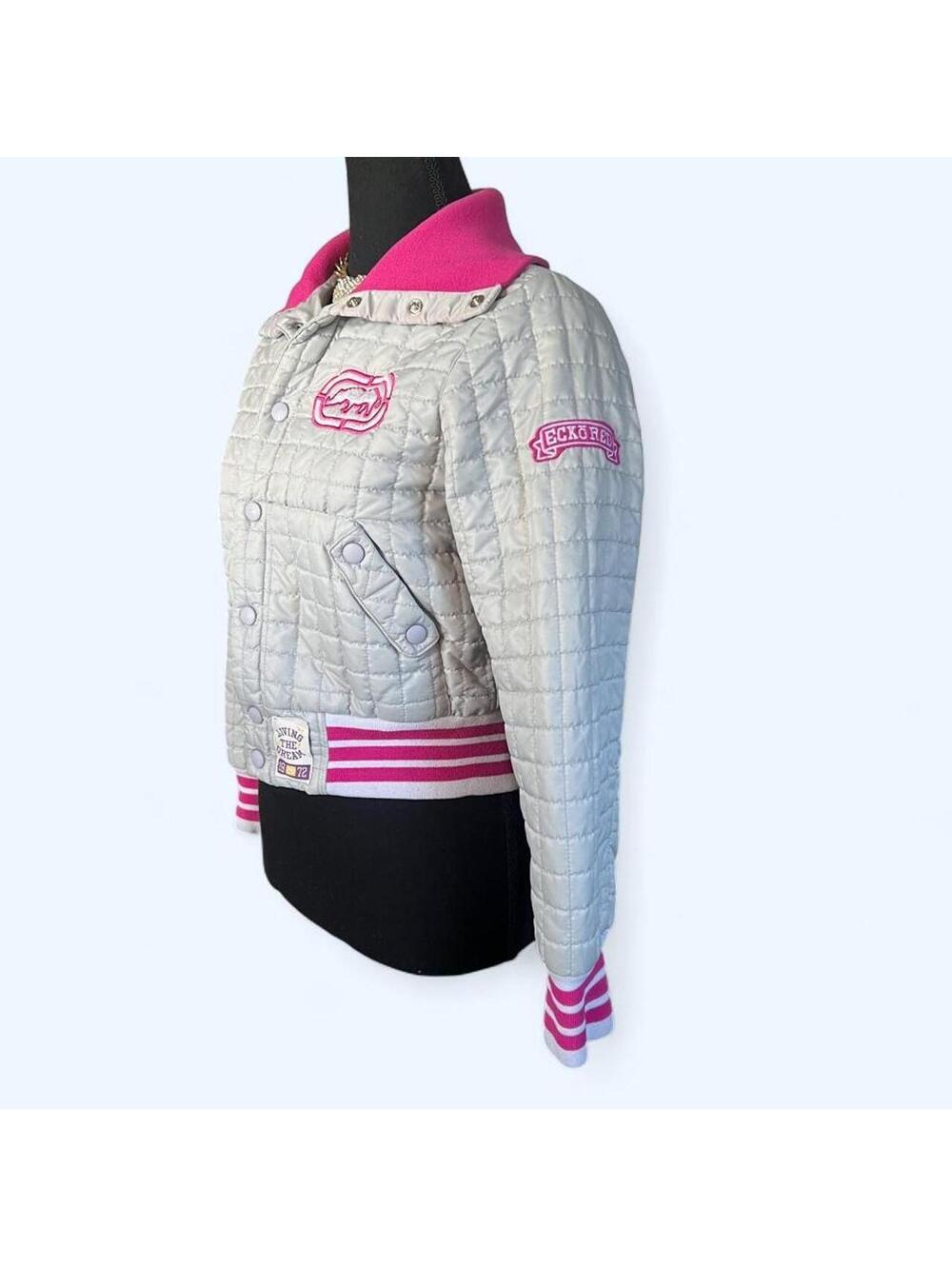 Vintage Y2K Ecko Red Quilted Bomber Jacket McBling Fairy Size Large Fits Small - Picture 4 of 8